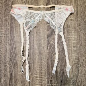 Christian Dior Intimates Lace Floral Garter Belt Ivory Cream Rose 4610 Womens M